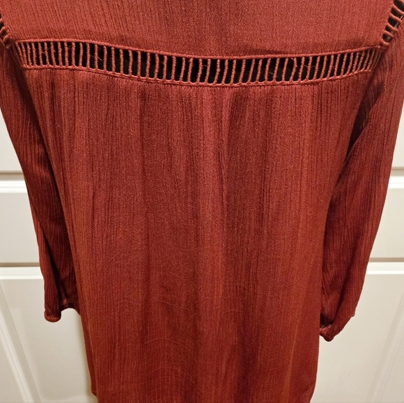 STITCH FIX EXCLUSIVE Blouse Vixbe Brand Flowy Rust Color V-Neck Sz Sm - Picture 7 of 9